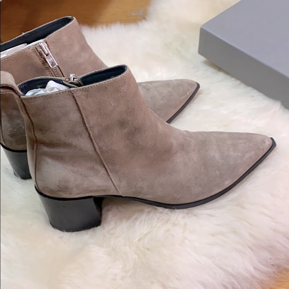 Everlane Taupe Suede Pointed-Toe Ankle Boots